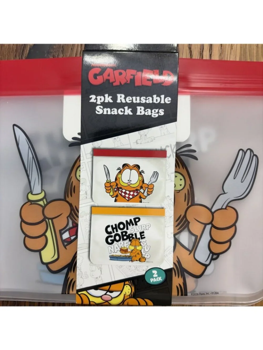 Nickelodeon Garfield 2pk Reusable Snack Bags New Environmently Friendly